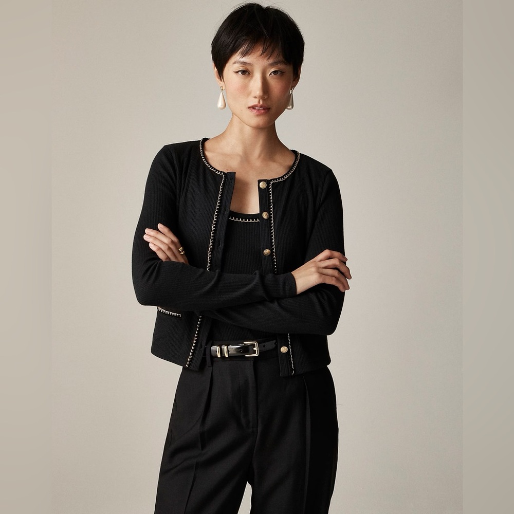 J.Crew Women’s Vintage rib lady jacket with chain trim